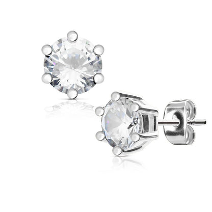 1 Paar Ohringe Ohrringe Set Stecker Edelstahl Chirurgenstahl Rund Prong Zirkonia clear gold pink aqua roségold