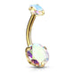 Bauchnabelpiercing 2 Regenbogen-Effekt Zirkonia Rund 8mm Nabelpiercing Chirurgenstahl Bananabell viele Farben Stab 1,6/10mm