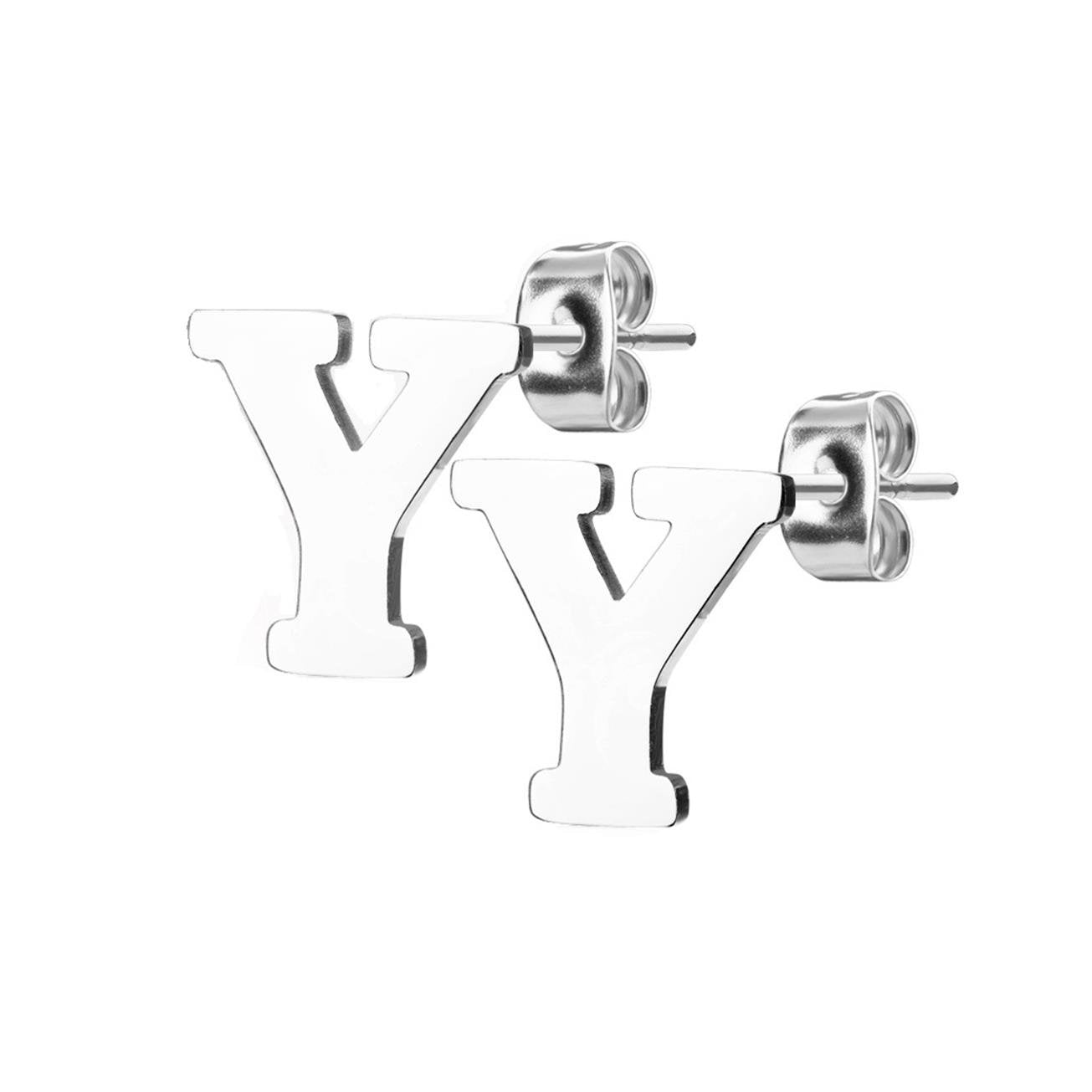 1 Paar Ohrstecker ALPHABET INITIALEN e Ohrringe Schmuck Set Edelstahl Silber Roségold