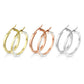 1 Paar Damen Ohrringe CREOLE 3mm breit Zirkonia-Rand Muster Ohrstecker Chirurgenstahl Gold Roségold Silber Clear 30mm