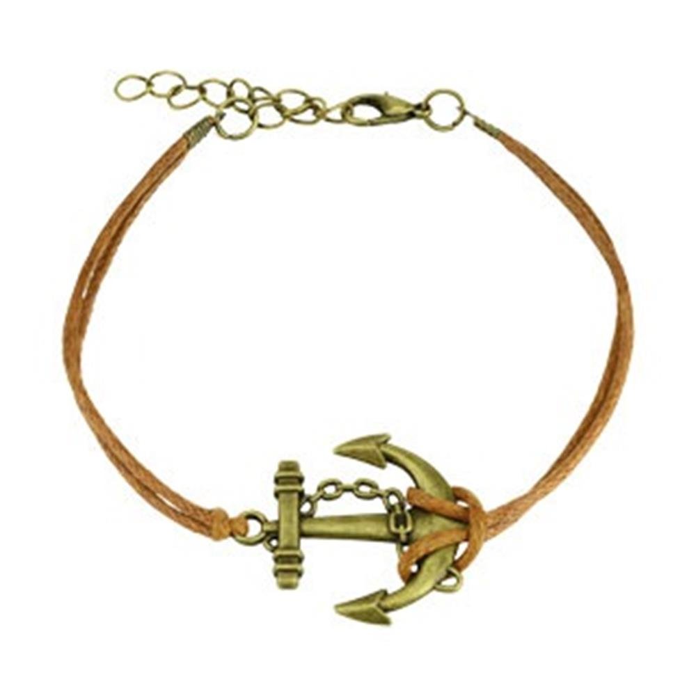 Wickelarmband GROSSER Anker Länge 250mm Breite 2,89mm verstellbar Karabinerverschluss Kunstleder Edelstahl Seil Maritim