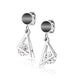 1 Paar Damen Ohrstecker schwarzer Enamel Dreieck-Anhänger Zirkonia Clear Chirurgenstahl Ohrringe Ohrhänger Silber Gold