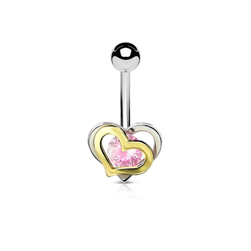 Bauchnabelpiercing 1,6mm 10mm Herz Nabelpiercing Edelstahl Chirurgenstahl Bananabell Zirkonia Silber Gold 14 Karat