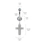 Bauchnabelpiercing Kristall Kreuz-Anhänger Nabelpiercing Chirurgenstahl Bananabell Silber Gold Roségold Clear Stab 1,6/10mm
