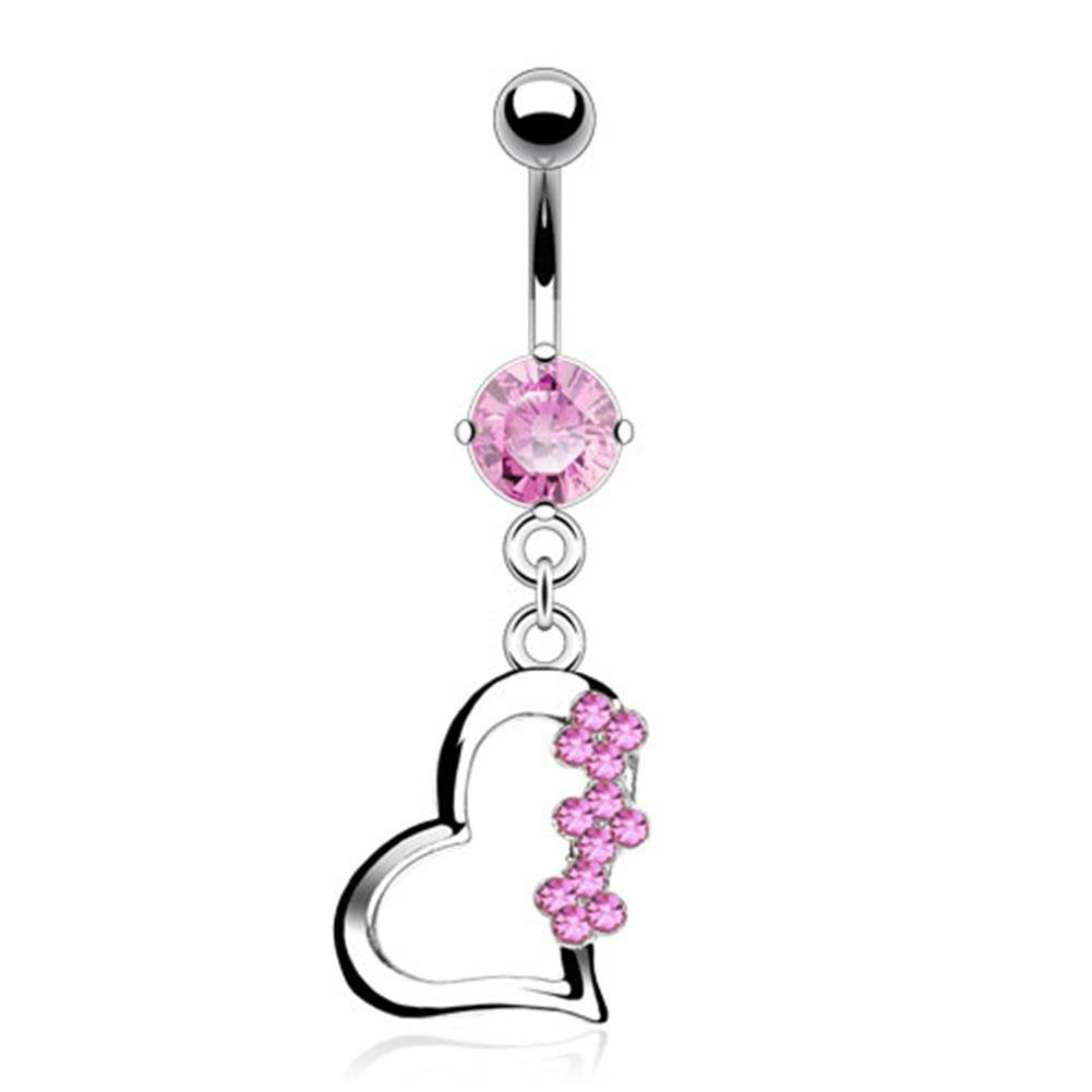Bauchnabelpiercing 1,6mm 10mm Anhänger Herz Nabelpiercing Edelstahl Chirurgenstahl Bananabell Zirkonia Pink Clear Aurora