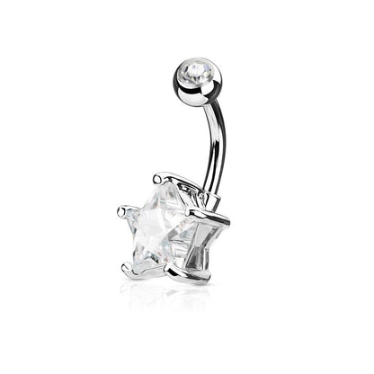 Bauchnabelpiercing 1,6mm 10mm Stern 7mm Nabelpiercing Edelstahl Chirurgenstahl Bananabell Zirkonia Gold Silber Roségold