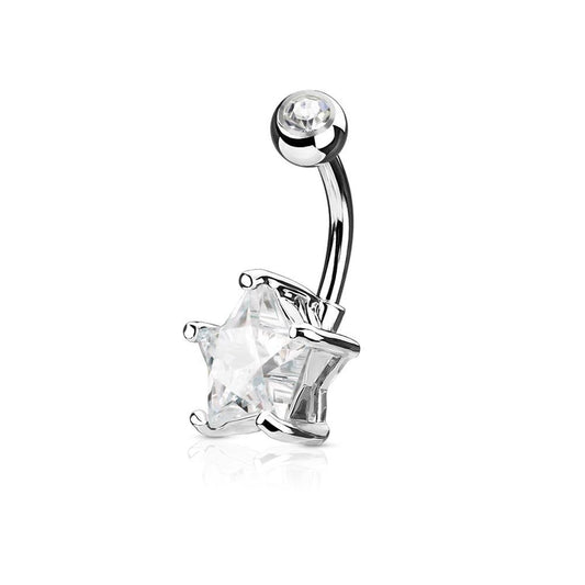 Bauchnabelpiercing 1,6mm 10mm Stern 7mm Nabelpiercing Edelstahl Chirurgenstahl Bananabell Zirkonia Gold Silber Roségold