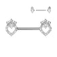 Brustwarzenpiercing Zirkonia Pavé Herzen Krone Silber Gold Roségold Brustpiercing Nippelpiercing Chirurgenstahl Stab 14mm