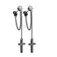 1 Paar Damen Ohrstecker Zirkonia Clear Ketten-Kreuz Anhänger Chirurgenstahl Ohrringe Ohrhänger Silber Gold Schwarz