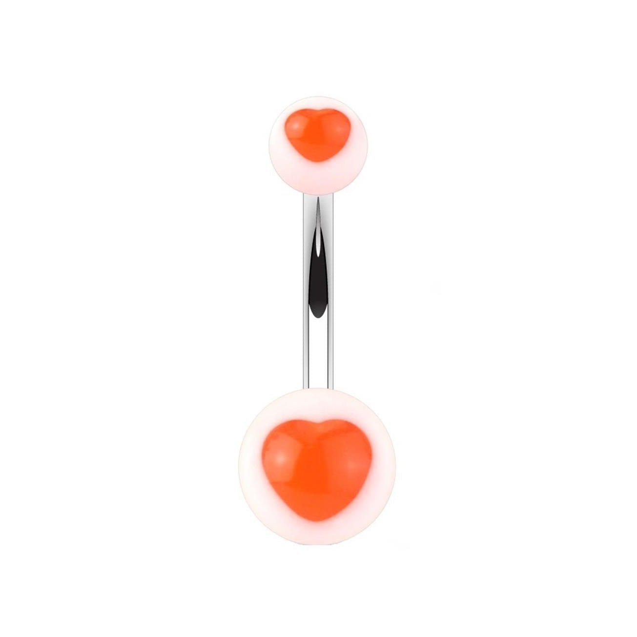 Bauchnabelpiercing UV Herz Nabelpiercing ACRYL-Kugeln Bananabell Edelstahl Stab-Dicke 1,6mm Stab-länge 10mm