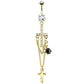 Bauchnabelpiercing GOLDENES Kreuz 14 Karat vergoldet Anhänger 1,6mm 10mm Nabelpiercing Chirurgenstahl Bananabell Zirkonia