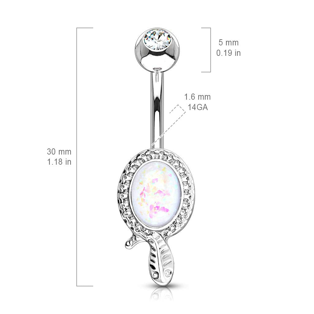 Bauchnabelpiercing Glitzer-Opal Schlange Nabelpiercing Chirurgenstahl Bananabell Silber Gold Weiß Pink Blau Stab 1,6/10mm