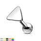 1 Knorpel Ohrstecker Flat Top Dreieck Cartilage Labret Piercings Tragus viele Farben Edelstahl Schraubverschluss Steg 6,5/1,2mm