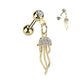 Knorpel Ohrstecker Qualle-Anhänger Zirkonia Clear Silber Gold Piercings Chirurgenstahl Schraubverschluss Stab 6mm lang
