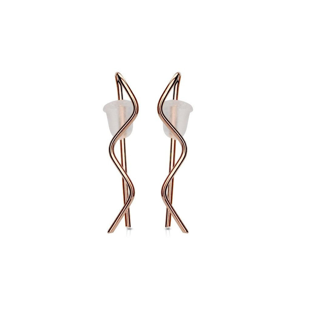 1 Paar Ohrklemmen WELLE 21 x 0,8mm Set Damen Ohrringe Ohrclip Ohrstecker Edelstahl Chirurgenstahl Silber Gold Roségold