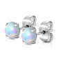 1 Paar Ohrringe Runder Opal-Design Stein 3mm 4mm 5mm Ohrstecker Chirurgenstahl Silber Opal-Blau Opal-Weiß