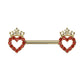 Brustwarzenpiercing Zirkonia Pavé Herzen Krone Silber Gold Roségold Brustpiercing Nippelpiercing Chirurgenstahl Stab 14mm