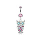 Bauchnabelpiercing Eule Anhänger 1,6mm 10mm Nabelpiercing Chirurgenstahl Bananabell Zirkonia 14 Karat Gold Silber Clear Pink Aqua