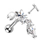 Knorpel Ohrstecker Stern Zirkonia Clear Perle Weiß Piercings Chirurgenstahl Schraubverschluss Stab 6mm lang viele Farben