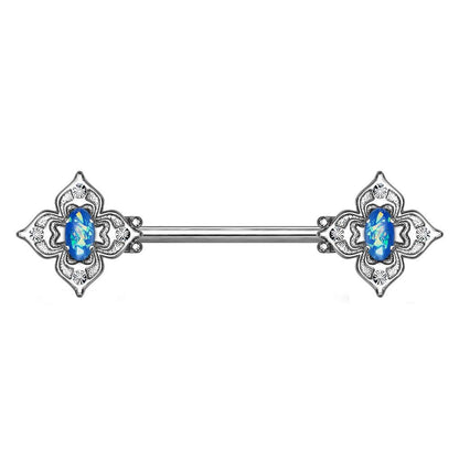 Brustwarzenpiercing Glitzer-Opal Blumen-Quadrat Brustpiercing Nippelpiercing Chirurgenstahl viele Farben Stab 1,6/14mm