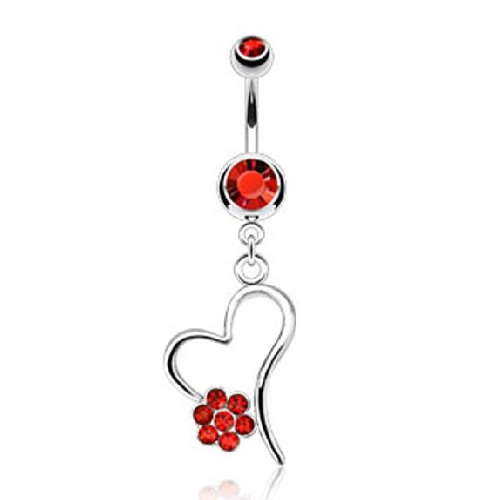 Bauchnabelpiercing Anhänger Herz 1,6mm 10mm Stab Nabelpiercing Edelstahl Chirurgenstahl Bananabell Zirkonia 14 Karat vergoldet
