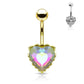 Bauchnabelpiercing Regenbogen-Effekt Kristall Herz Nabelpiercing Chirurgenstahl Bananabell viele Farben Stab 1,6/10mm