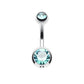 Bauchnabelpiercing 2 ZIRKONIA Nabelpiercing Chirurgenstahl Bananabell Silber Multicolor Stab 1,6/12mm Kugeln 5/8mm