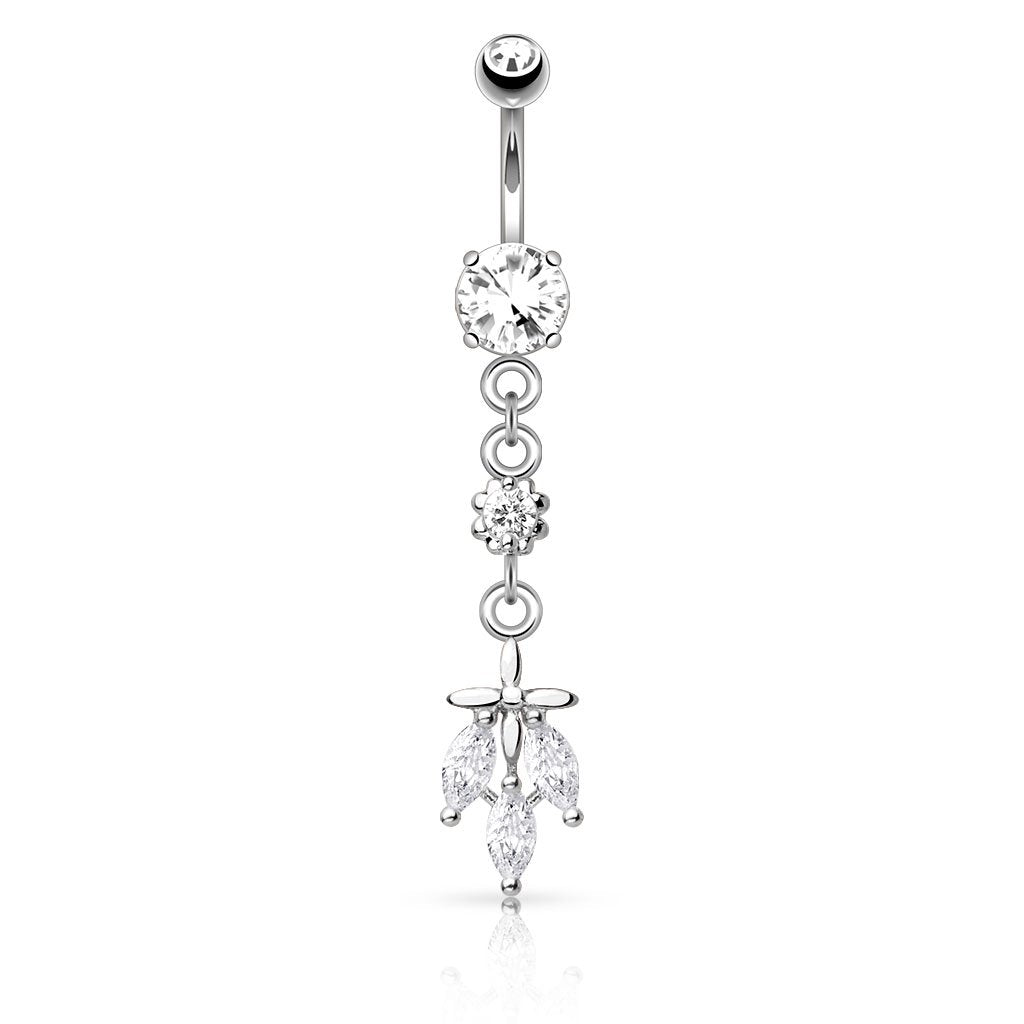 Bauchnabelpiercing Set 1,6mm 10mm Fallende Blätter 20 x 7mm Nabelpiercing Chirurgenstahl Bananabell Zirkonia Silber Gold Roségold