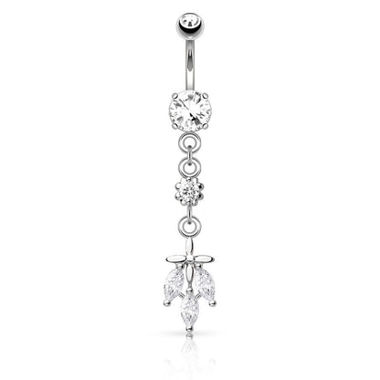 Bauchnabelpiercing Set 1,6mm 10mm Fallende Blätter 20 x 7mm Nabelpiercing Chirurgenstahl Bananabell Zirkonia Silber Gold Roségold