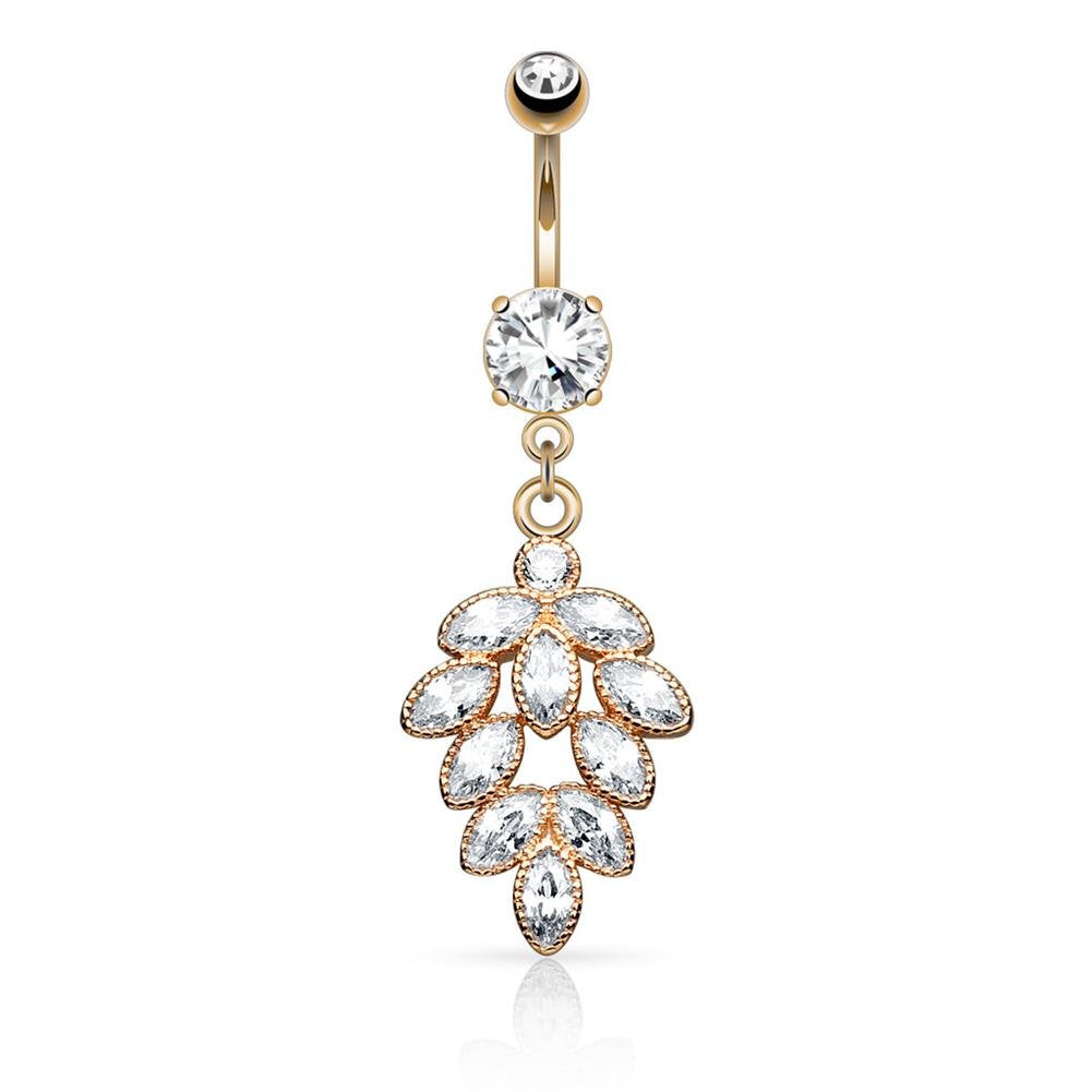 Bauchnabelpiercing Traube 1,6mm 10mm Nabelpiercing Edelstahl Chirurgenstahl Bananabell Zirkonia Silber Gold Roségold Clear
