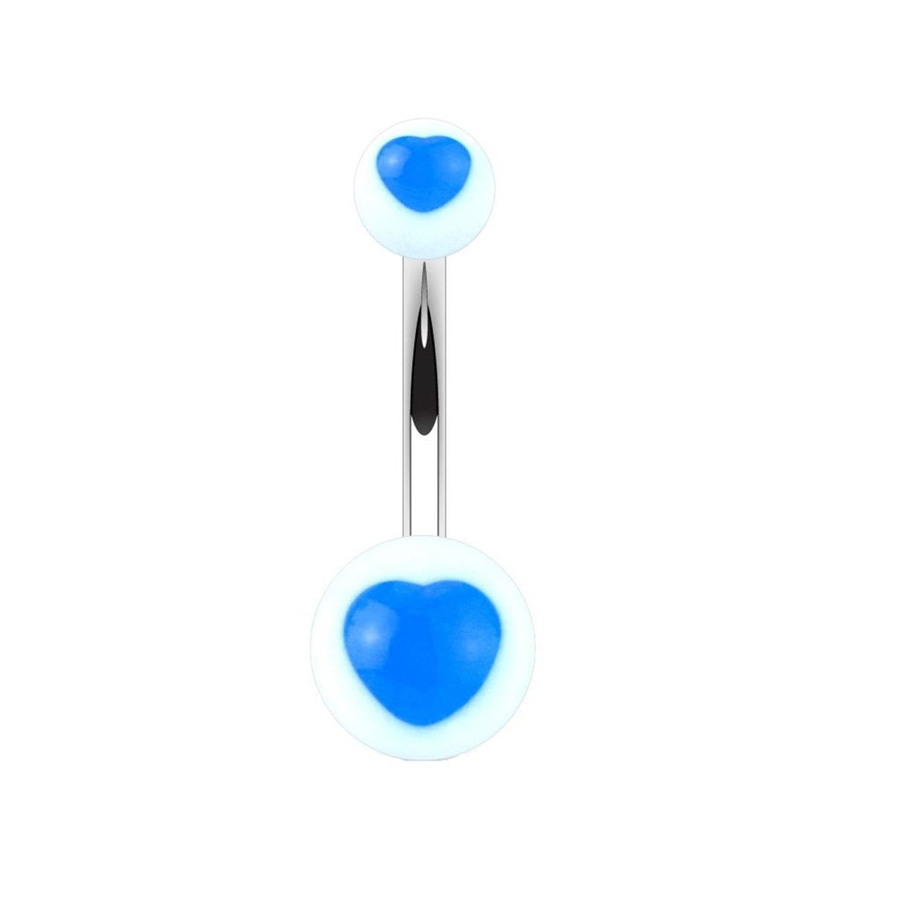 Bauchnabelpiercing UV Herz Nabelpiercing ACRYL-Kugeln Bananabell Edelstahl Stab-Dicke 1,6mm Stab-länge 10mm