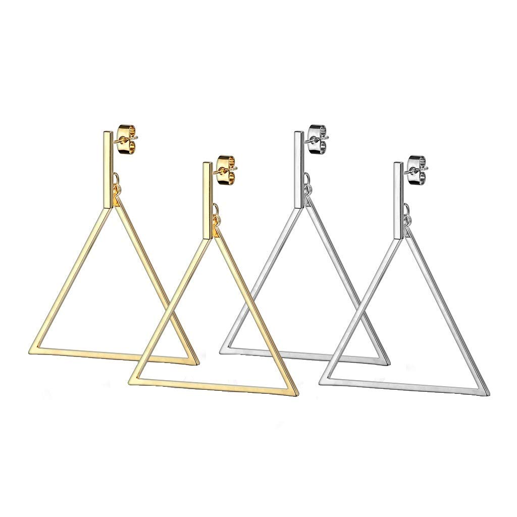 1 Paar Damen Ohrstecker Balken Anhänger Dreieck Ohrringe Chirurgenstahl Steckerverschluss Silber Gold