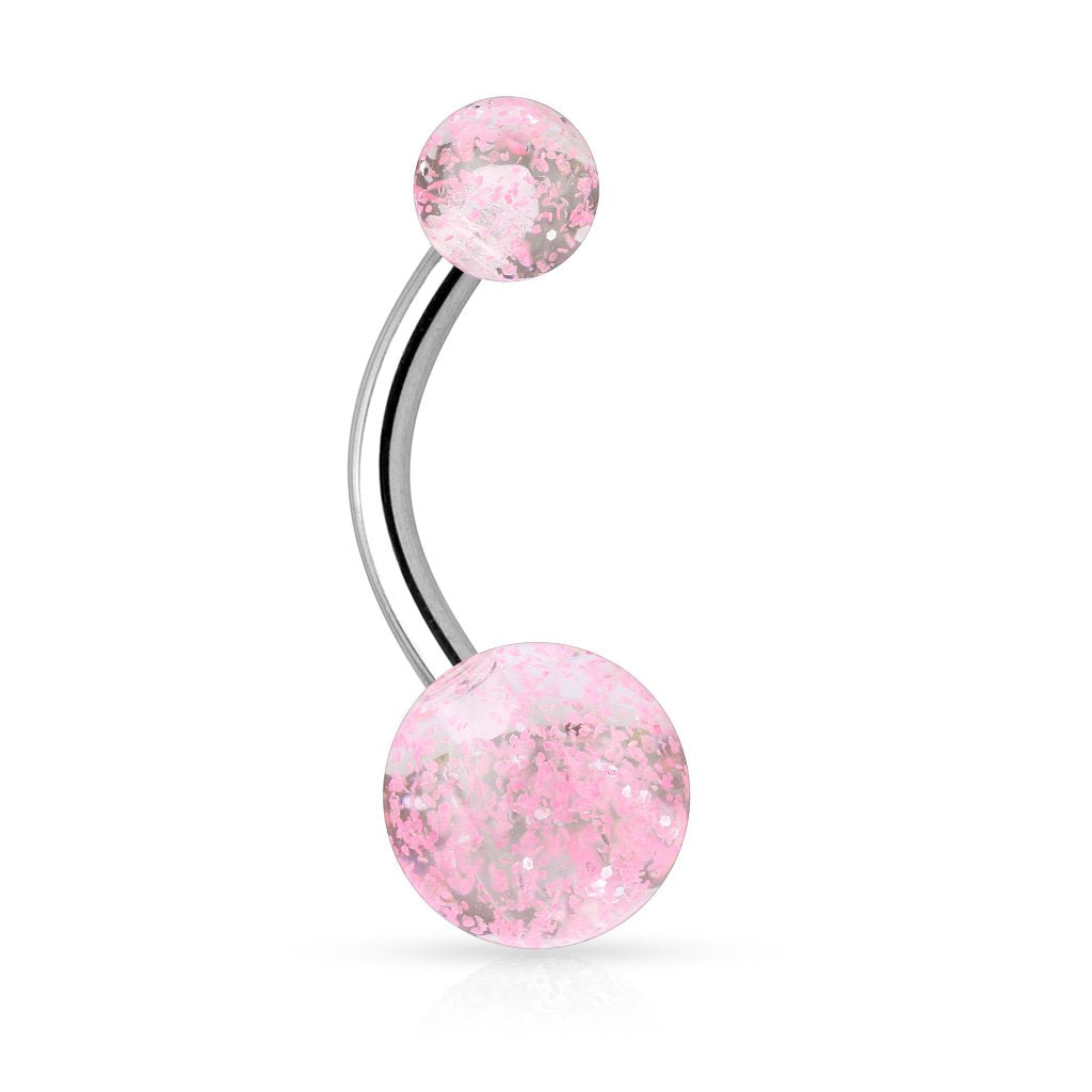 Bauchnabelpiercing GLITZERBALL 1,6mm 10mm Nabelpiercing Edelstahl Chirurgenstahl Bananabell Lila Blau Weiß Grün Schwarz Pink Rot