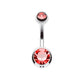 Bauchnabelpiercing 2 ZIRKONIA Nabelpiercing Chirurgenstahl Bananabell Silber Multicolor Stab 1,6/12mm Kugeln 5/8mm