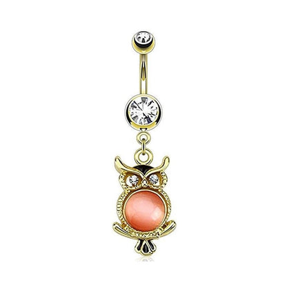 Bauchnabelpiercing Eule Anhänger 1,6mm 10mm Nabelpiercing Chirurgenstahl Bananabell Zirkonia 14 Karat Gold Silber Clear Pink Aqua