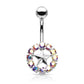 Bauchnabelpiercing Stern Kristall-Umrandung Nabelpiercing Chirurgenstahl Bananabell Silber Gold Roségold Stab 1,6/10mm