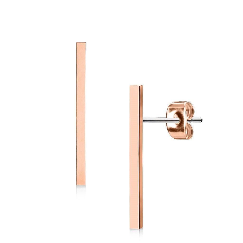 1 Paar Ohrringe Set Stecker Edelstahl Chirurgenstahl Glatt Lang Bar silber roségold gold