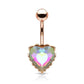 Bauchnabelpiercing Regenbogen-Effekt Kristall Herz Nabelpiercing Chirurgenstahl Bananabell viele Farben Stab 1,6/10mm