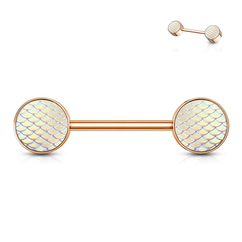 Brustwarzenpiercing HOLOGRAFISCHE Drachen-Haut Brustpiercing Nippelpiercing Chirurgenstahl Multicolor Stab 1,6/14mm
