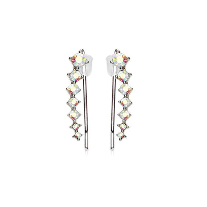 1 Paar Ohrklemmen KRISTALLBOGEN 19 x 3mm Set Ohrringe Ohrclip Ohrstecker Chirurgenstahl Silber Gold Roségold viele Farben