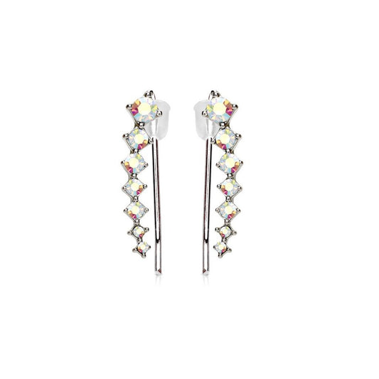 1 Paar Ohrklemmen KRISTALLBOGEN 19 x 3mm Set Ohrringe Ohrclip Ohrstecker Chirurgenstahl Silber Gold Roségold viele Farben