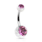 Bauchnabelpiercing 2 Glitzer-Kugeln 1,6mm 10mm Nabelpiercing Chirurgenstahl Bananabell Zirkonia Silber viele Farben