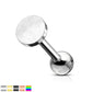 1 Knorpel Ohrstecker Flat Top Rund Cartilage Labret Piercings Tragus viele Farben Edelstahl Schraubverschluss Steg 6,5/1,2mm
