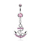 Bauchnabelpiercing Anker 1,6mm 10mm Anhänger Nabelpiercing Chirurgenstahl Bananabell Zirkonia Silber Clear Blau Pink Schwarz