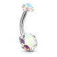 Bauchnabelpiercing 2 Regenbogen-Effekt Zirkonia Rund 8mm Nabelpiercing Chirurgenstahl Bananabell viele Farben Stab 1,6/10mm