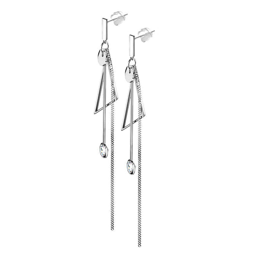 1 Paar Damen Ohrringe Geoemtrische Formen Kette Zirkonia-Anhänger Ohrhänger Ohrstecker Silber Clear