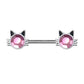 Brustwarzenpiercing Katze Kristall Pink Brustpiercing Nippelpiercing Chirurgenstahl Silber Stab 1,6/14mm