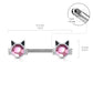 Brustwarzenpiercing Katze Kristall Pink Brustpiercing Nippelpiercing Chirurgenstahl Silber Stab 1,6/14mm