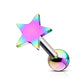 1 Knorpel Ohrstecker Flat Top Stern Cartilage Labret Piercings Tragus viele Farben Edelstahl Schraubverschluss Steg 6,5/1,2mm
