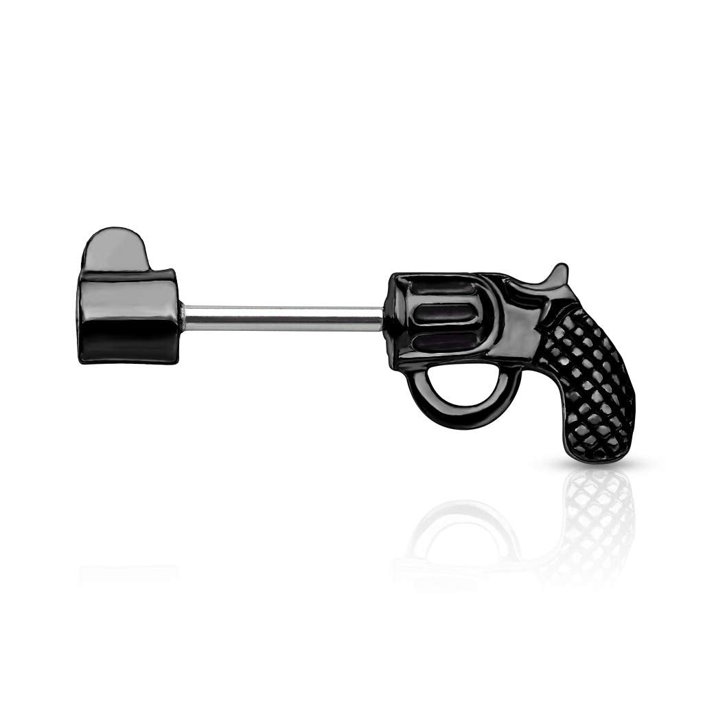 Brustwarzenpiercing Revolver Pistole Brustpiercing Nippelpiercing Chirurgenstahl Gold Schwarz Silber Stab 1,6/12mm